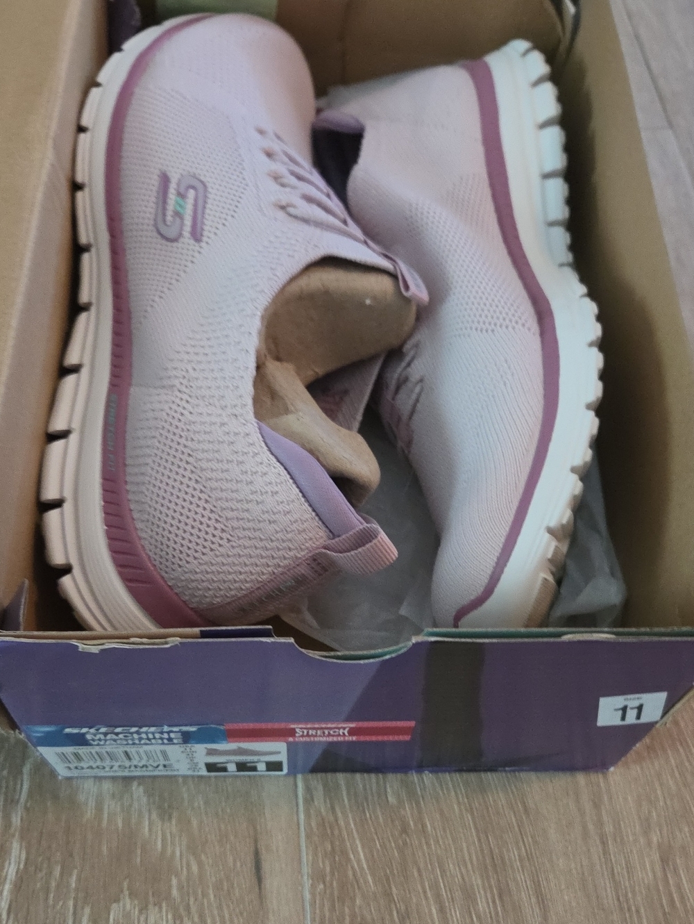 Skechers Light Pink Slip-On Knit Walking Sneakers with White Sole